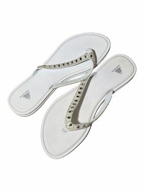 Aloha Island Embellished White Jeweled Thong Sandals - Women's size 11, EU42